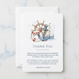 Blue Nautical Anchor Birthday Bedankkaart