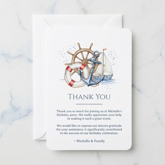 Blue Nautical Anchor Birthday Bedankkaart