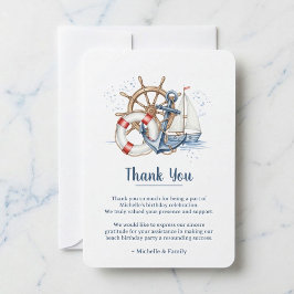 Blue Nautical Anchor Birthday Bedankkaart