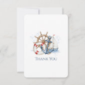 Blue Nautical Anchor Birthday Bedankkaart (Achterkant)