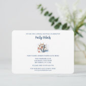 Blue Nautical Anchor Birthday Details QR Code RSVP Kaartje (Staand voorkant)