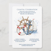 Blue Nautical Anchor Birthday Invite Kaart (Voorkant)