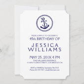 Blue Nautical Anchor Birthday Party nodigt uit Kaart (Voorkant)
