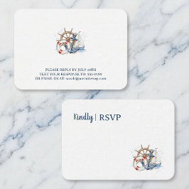Blue Nautical Anchor Birthday RSVP Informatiekaartje