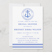 Blue Nautical Anchor | Bridal Shower-uitnodiging Kaart (Voorkant)
