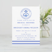 Blue Nautical Anchor | Bridal Shower-uitnodiging Kaart (Staand voorkant)