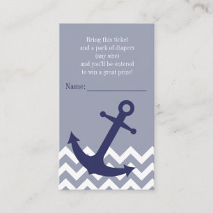 Blue Nautical Anchor Chevron Luier Raffle Ticket Informatiekaartje