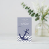 Blue Nautical Anchor Chevron Luier Raffle Ticket Informatiekaartje (Staand voorkant)