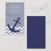 Blue Nautical Anchor Chevron Luier Raffle Ticket Informatiekaartje (Voorkant / Achterkant)