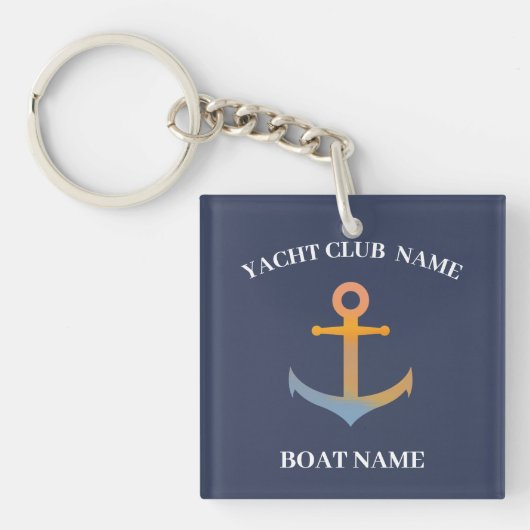 Blue Nautical Anchor jachtclubboot welkom aan boor Sleutelhanger (voorkant)