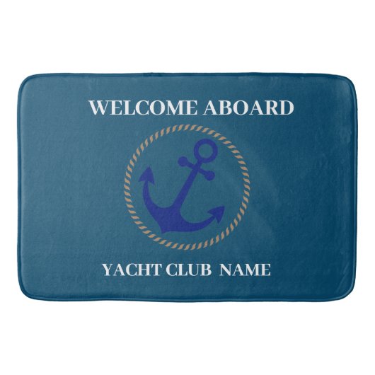 Blue Nautical Anchor-jachtopboot marina welcom Badmat (Voorkant)