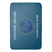 Blue Nautical Anchor-jachtopboot marina welcom Badmat (Voorkant Verticaal)