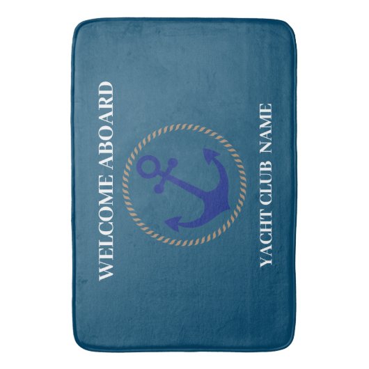Blue Nautical Anchor-jachtopboot marina welcom Badmat (Voorkant Verticaal)