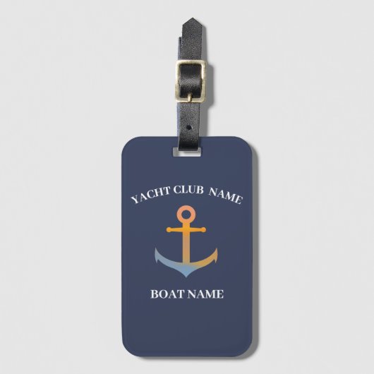 Blue Nautical Anchor-jachtopboot marina welcom Bagagelabel (Voorkant (verticaal))