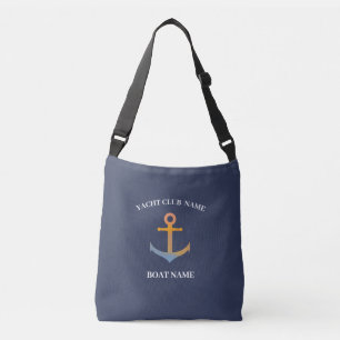 Blue Nautical Anchor-jachtopboot marina welcom Crossbody Tas