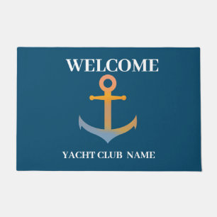 Blue Nautical Anchor-jachtopboot marina welcom Deurmat