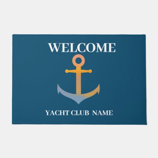 Blue Nautical Anchor-jachtopboot marina welcom Deurmat (Voorkant)