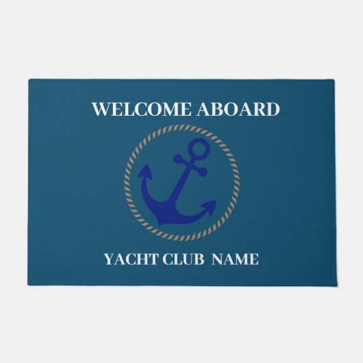 Blue Nautical Anchor-jachtopboot marina welcom Deurmat (Voorkant)
