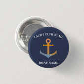 Blue Nautical Anchor-jachtopboot marina welcom Ronde Button 3,2 Cm (Voorkant /achterkant)
