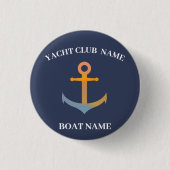 Blue Nautical Anchor-jachtopboot marina welcom Ronde Button 3,2 Cm (Voorkant)