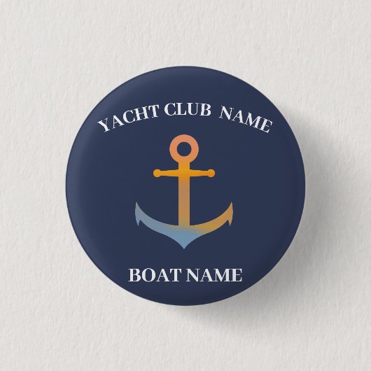 Blue Nautical Anchor-jachtopboot marina welcom Ronde Button 3,2 Cm (Voorkant)