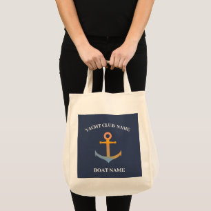 Blue Nautical Anchor-jachtopboot marina welcom Tote Bag