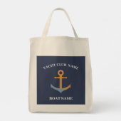 Blue Nautical Anchor-jachtopboot marina welcom Tote Bag (Achterkant)