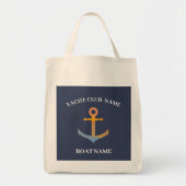 Blue Nautical Anchor-jachtopboot marina welcom Tote Bag (Voorkant)
