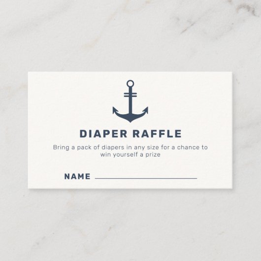 Blue Nautical Anchor Luier Raffle Baby shower Informatiekaartje (Voorkant)