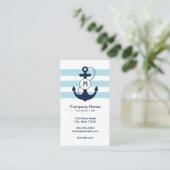 Blue Nautical Anchor Monogram Visitekaartje (Staand voorkant)
