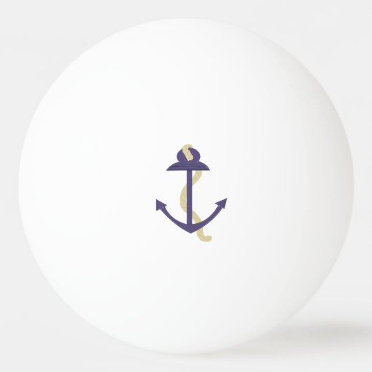 Blue Nautical Anchor Pingpongbal (Voorkant)