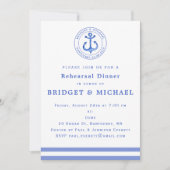 Blue Nautical Anchor Rehearsal Dinner Invitation Kaart (Voorkant)