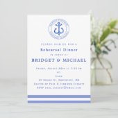 Blue Nautical Anchor Rehearsal Dinner Invitation Kaart (Staand voorkant)