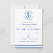 Blue Nautical Anchor Rehearsal Dinner Invitation Kaart (Voorkant)