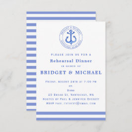 Blue Nautical Anchor Rehearsal Dinner Invitation Kaart