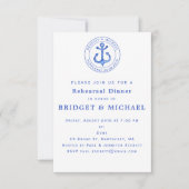 Blue Nautical Anchor Rehearsal Dinner Invitation Kaart (Voorkant)