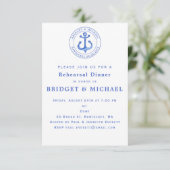 Blue Nautical Anchor Rehearsal Dinner Invitation Kaart (Staand voorkant)