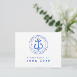 Blue Nautical Anchor | RSVP Weddenschap Uitnodiging Briefkaart