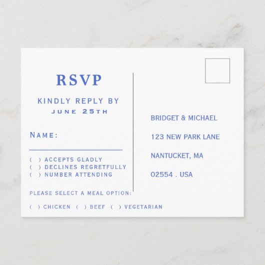 Blue Nautical Anchor | RSVP Weddenschap Uitnodiging Briefkaart (Achterkant)