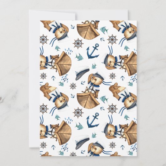 Blue Nautical Anchor Sailor Beer Baby shower Kaart (Achterkant)