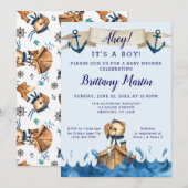 Blue Nautical Anchor Sailor Beer Baby shower Kaart (Voorkant / Achterkant)