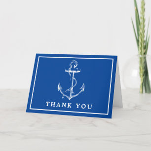 Blue Nautical Anchor Simple Photo Bedankkaart