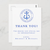 Blue Nautical Anchor | Weddenschap Hartelijk dank Briefkaart (Voorkant / Achterkant)