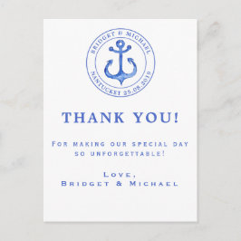 Blue Nautical Anchor | Weddenschap Hartelijk dank Briefkaart