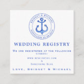 Blue Nautical Anchor Wedding Registry Insert Card Informatiekaartje (Voorkant)