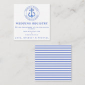 Blue Nautical Anchor Wedding Registry Insert Card Informatiekaartje (Voorkant / Achterkant)