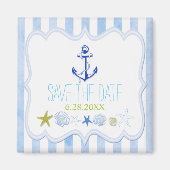 Blue Nautical Anchor Wedding Save the Date Magneet (Voorkant)