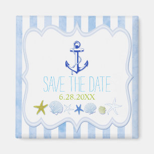 Blue Nautical Anchor Wedding Save the Date Magneet