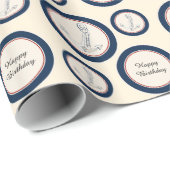 Blue Nautical Anchors Verjaardag Cadeaupapier (Rol Hoek)