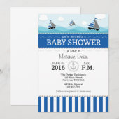 Blue Nautical Baby shower Invitation Kaart (Voorkant / Achterkant)